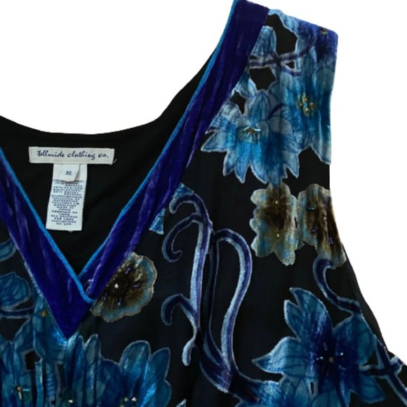 Telluride Clothing Co. Burnt velvet jewel coloured silk blend tank tunic top - Picture 11 of 16